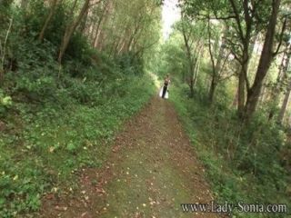 Lady Sonia Fur Coat And Thigh Boots In The Woods