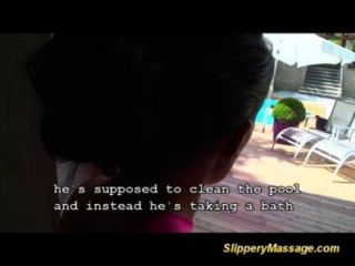 Lucky Poolboy Becomes Slippery Nuru Massage