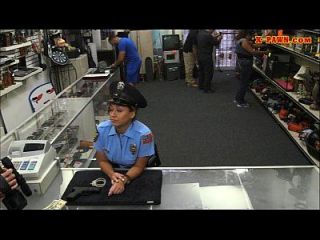 Huge Boobs Police Officer Fucked At The Pawnshop For Money