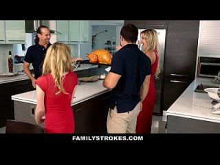 Familystrokes - Step Sister Sucks And Fucks Brother During Thanksgiving Dinner