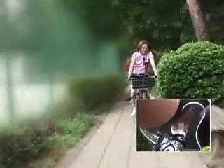 Japanese Schoolgirl Masturbates On A Modified Bicycle