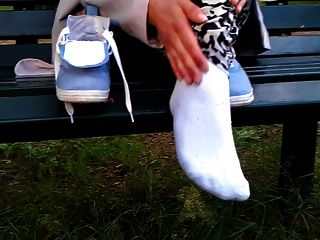 Sexy French Girl Removes Her Sweaty Socks, Show Smelly Feet