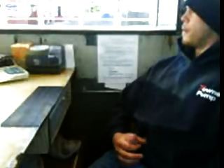 Cute Redneck Jerking Off At Work