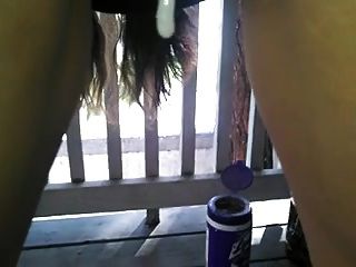Creampie Dripping On Balcony