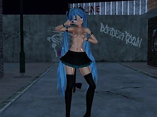 Mmd Blue Hair Babe Pierced Nipples Sex Toys Gv00117