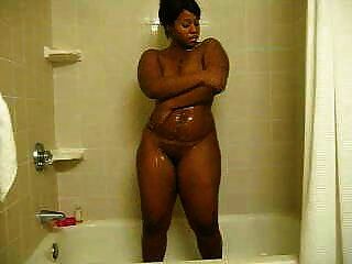 Curvy Ebony Teasing In The Shower