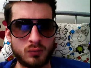 Hot European Guy Wanking His Cock And Wearing Glasses