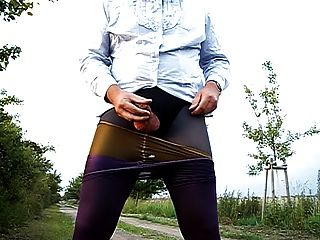 Me In Nylons Outdoor With Cum