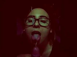 Retro Filter Cumshot On Girl With Glasses