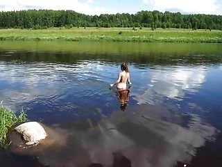 Nude Swim In Volga-river